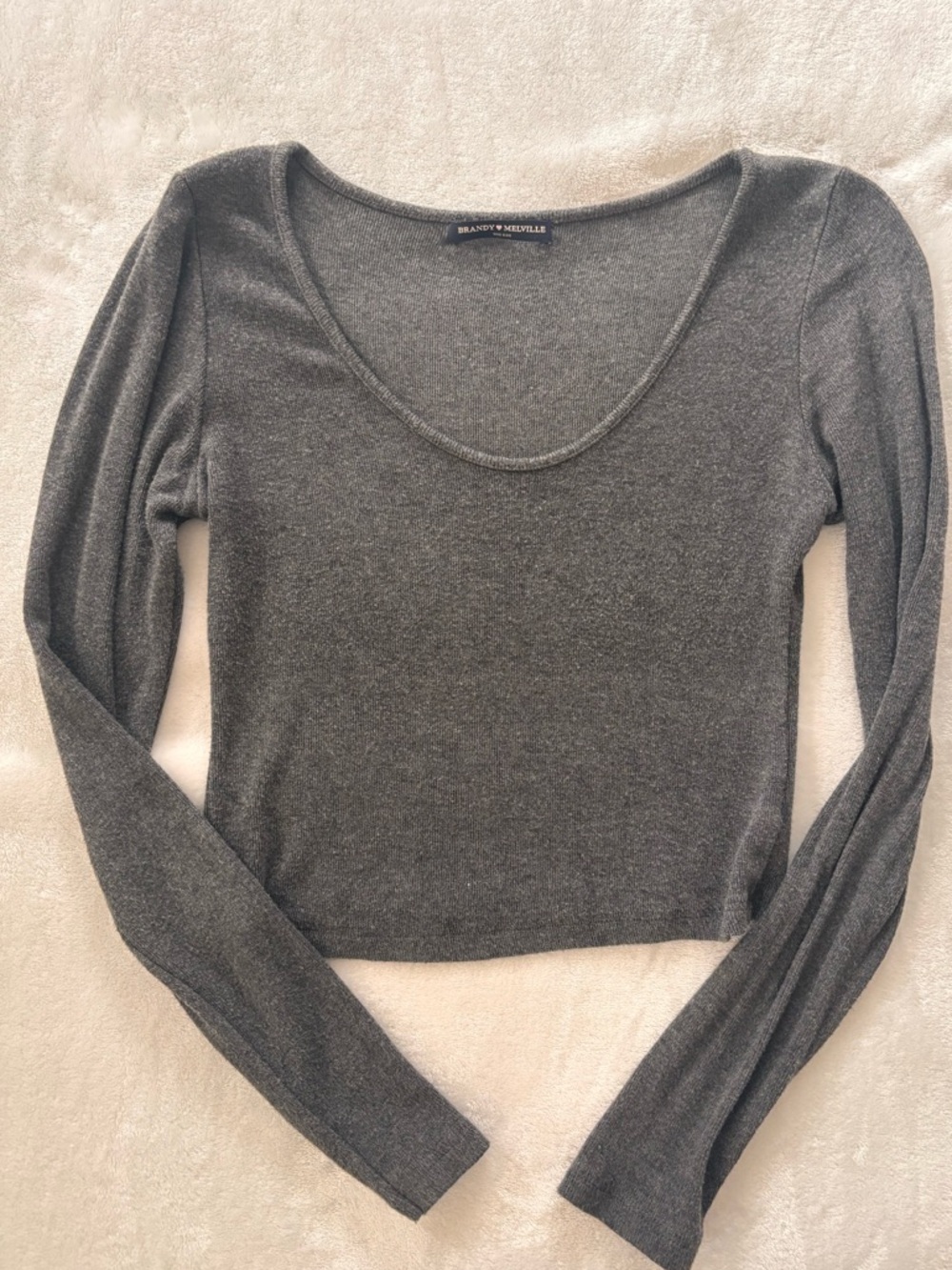 Brandy Melville long sleeve grey ribbed crop top